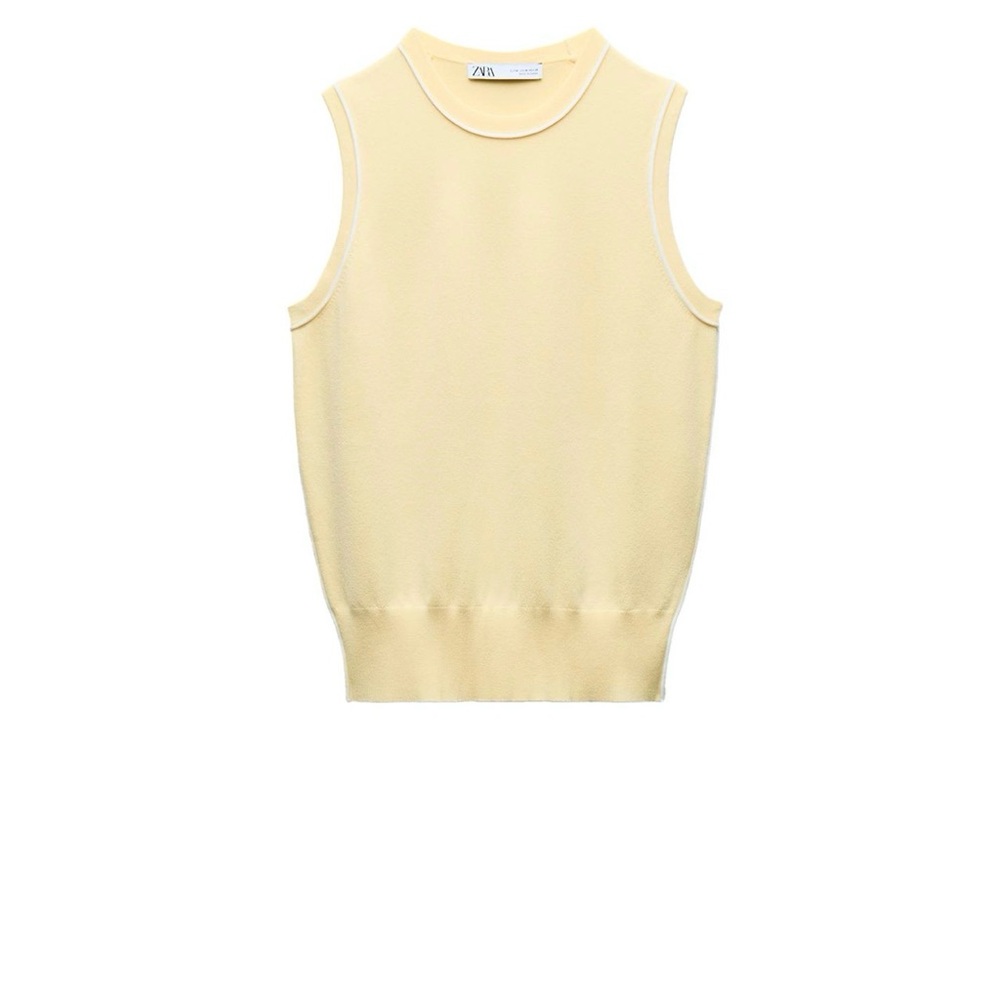 Zara Lemon Sleeveless knit top with White Accents